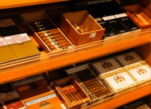 Tobacco retail display in a UAE shopping mall